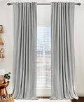 100% Blackout Shield Linen Blackout Curtains for Bedroom 90 Inches Long, Back Tab/Rod Pocket Living Room Drapes, Thermal Insulated Blackout Curtains 2 Panels Set, 50" W x 90" L, Ash Grey
