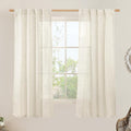 LAMIT Natural Semi Sheer Linen Curtains, Cream Ivory Light Filtering Panels Back Tab and Rod Pocket Neutral Drapes for Bedroom/Living Room, Natural, 2 Panels, 34 x 60 Inch