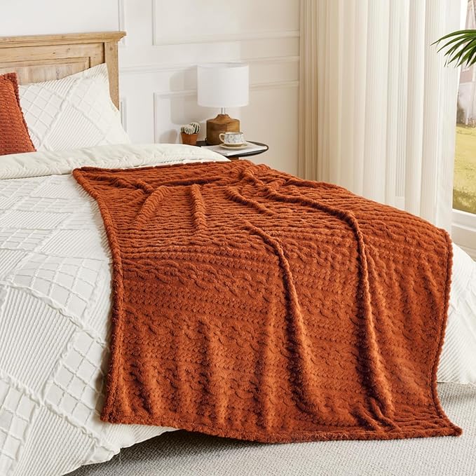 50x70 Inch Rust Throw Blanket - Soft & Fluffy Fleece, Cute & Aesthetic, Perfect for Sofa, Couch, Chair, Bed, Living Room & Bedroom, All-Season Use, Plush & Cozy Decorative Blanket