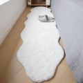 ThreadGlobe Fluffy Faux Rabbit Fur Rug Runner 2'x6', Ultra Soft & Non-Slip Rugs for Bedroom, Living Room, Nursery, No Shedding Machine Washable Rug, White, 2x6 Ft