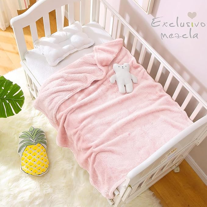 Exclusivo Mezcla Plush Fuzzy Fleece Throw Blanket, Super Soft, Fluffy and Warm Blankets for Couch, Bed, All Season (Light Pink, 40x50 inches)