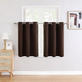 ChrisDowa Small Window Curtains for Kitchen and Bedroom - Grommet Short Thermal Insulated Room Darkening Curtains (2 Panels, Brown, 42 x 36 Inch)