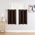 ChrisDowa Small Window Curtains for Kitchen and Bedroom - Grommet Short Thermal Insulated Room Darkening Curtains (2 Panels, Brown, 34 x 36 Inch)