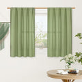 LAMIT Sage Green Linen Curtains for Small Windows, 45 Inches Long Light Filtering Panels Rod Pocket Neutral Privacy Drapes for Kitchen/Window/Bedroom, 2 Panels, 42 x 45 Inch