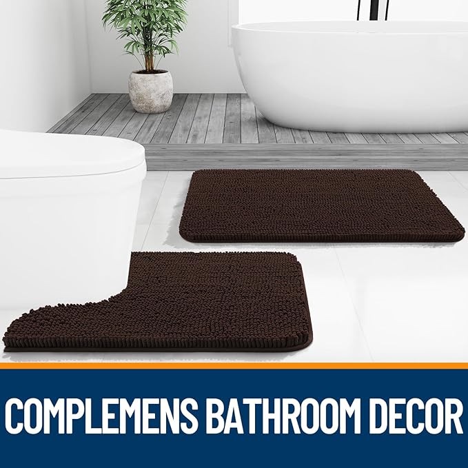 OLANLY Bathroom Rugs 45x27, Extra Soft Absorbent Chenille Bath Rugs, Rubber - Image 7