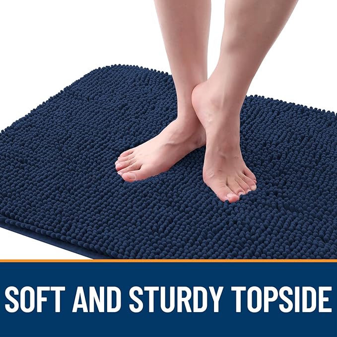 OLANLY Dog Door Mat for Muddy Paws 70x24, Absorbs Moisture and Dirt, Absorbent Non-Slip Washable Doormat, Quick Dry Chenille Mud Mat for Dogs, Entry Indoor Entryway Carpet for Inside Floor, Dark Blue