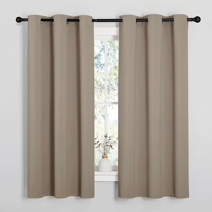 NICETOWN Blackout Curtains & Drapes for Bedroom, Taupe, W34 x L40, Set of 2, Triple Weave Grommet Top Thermal Insulated Light Blocking Panels for Bathroom/Living Room