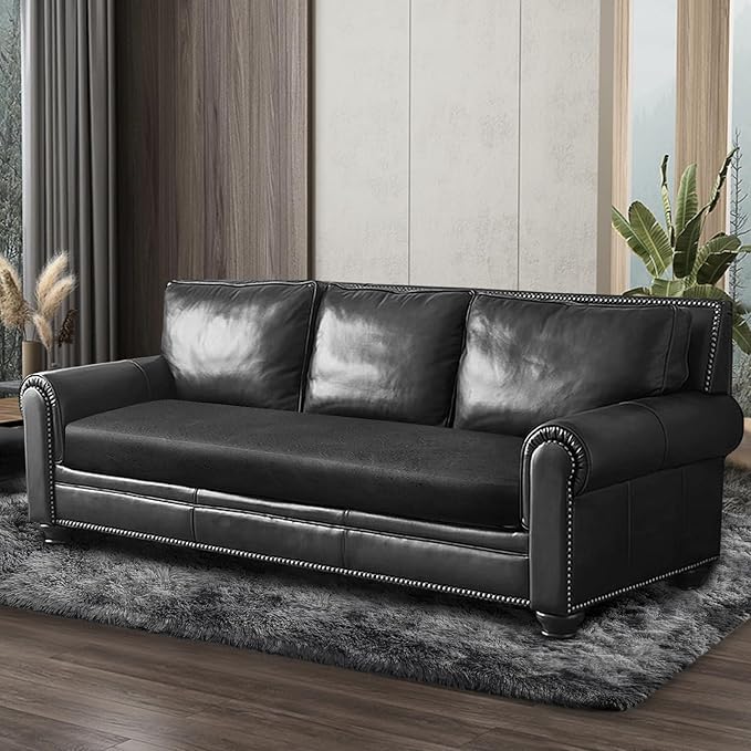 Leather Look Couch Cushion Covers Sofa Seat Slipcovers Sets Couches Furniture Protector for Sectional Armchair Loveseat Pets Kids Stretch Spandex Fabric (1 Cushion Sofa, Dark Grey)