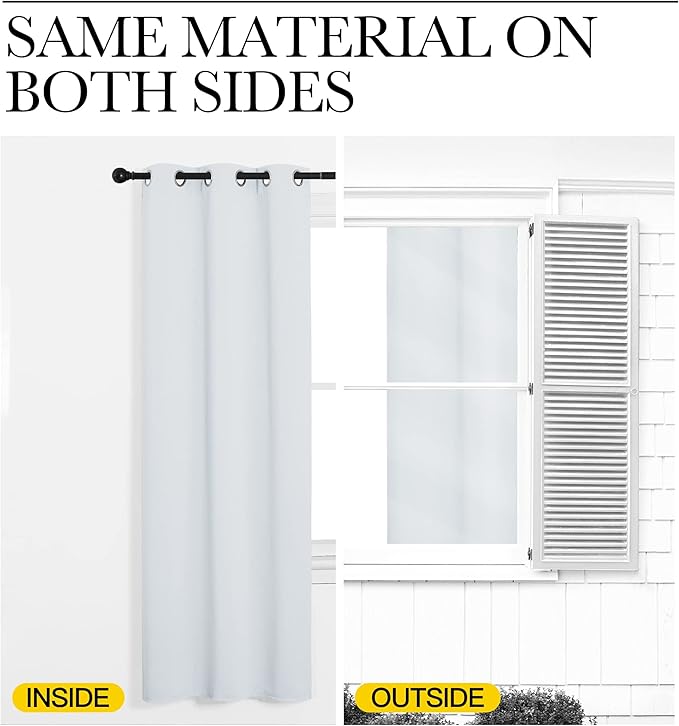 NICETOWN Blackout Curtains Panels for Living Room, 2 Panels, 66 x 92 Inch, Greyish White, 3 Pass Microfiber Noise Reducing Thermal Insulated Solid Ring Top Blackout Window Drapes