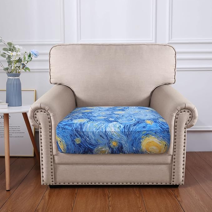 hyha Printed Couch Cushion Covers, Floral Sofa Covers Washable for Cushion Couch, Stretch Pattern Outdoor Cushion Covers for Patio Furniture with Elastic Bottom(Small, Starry Sky)