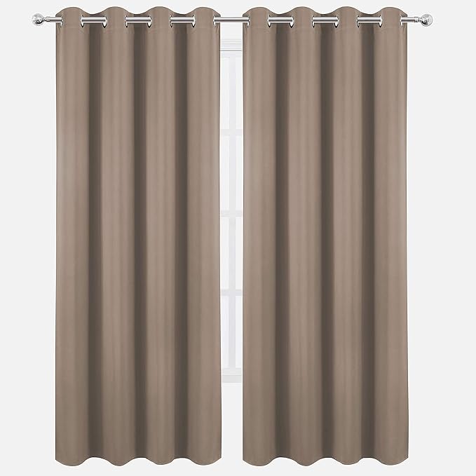 LEMOMO Cappuccino Thermal Blackout Curtains/52 x 84 Inch/Set of 2 Panels Room Darkening Curtains for Bedroom