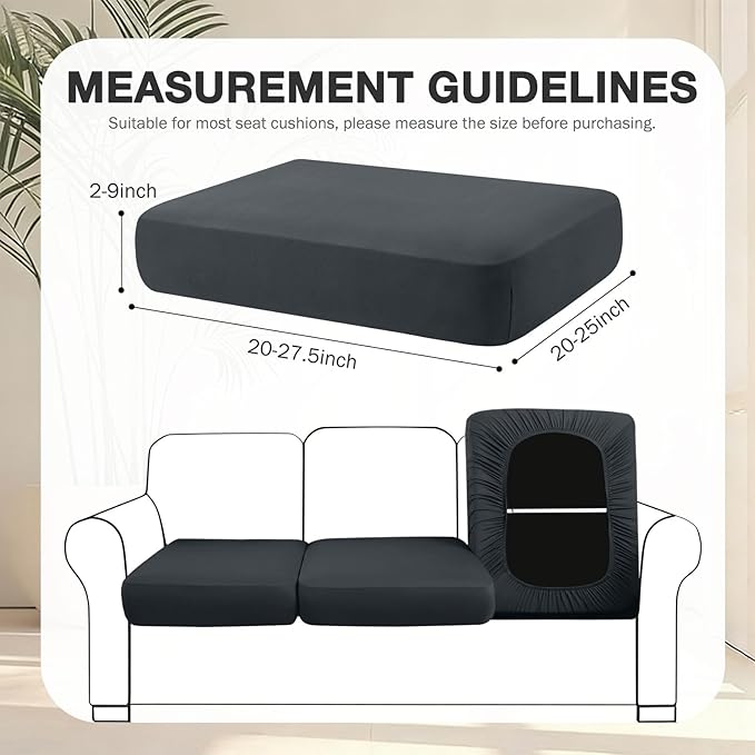 hyha 8Pcs Patio Cushion Covers, Stretch Outdoor Couch Cushion Covers, Washable Outdoor Chair/Sofa Slipcovers for Patio Furniture Cushions Protector with Elastic Bottom(Dark Gray,Cover Only)