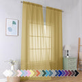 Simplebrand Gold Sheer Curtains 96 Inches Long 2 Panels, Light Filtering Rod Pocket Solid Color Window Sheer Curtain Panels, Elegant Curtains & Drapes for Living Room, Bedroom, 42" W x 96" L