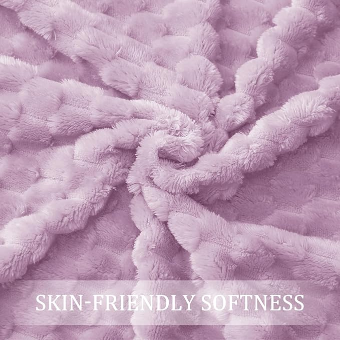 Exclusivo Mezcla Fleece Twin Blanket for Bed, Extra Large Fuzzy Lilac Purple Bed Blankets, Soft Cozy Plush Sofa Throws for All Seasons, 60x80 Inches