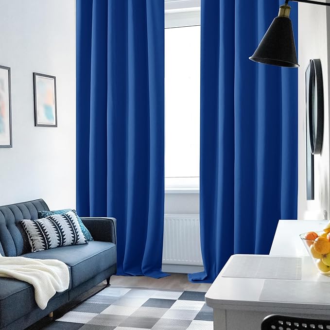 Deconovo Blackout Curtains, Thermal Insulated, W42 x L54 2 Panels, Back Tab, Machine Washable, Room-Darkening Drapes for Bedroom/Living Room Royal Blue