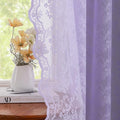YJ YANJUN Vintage Lace Curtains 54 Inch Length-Victorian Floral Pattern Lavender Sheer Curtain Panels for Living Room Bedroom,Light Filtering, Romantic Girly Drapes 2 Panels 52W x 54L Light Purple