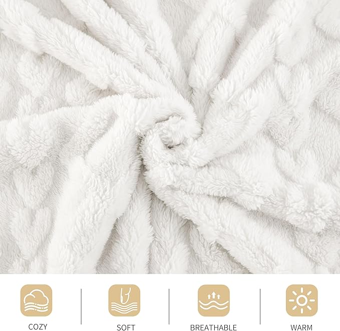 Aganear Flannel Throw Blanket - Cozy Soft Lightweight Fuzzy Flannel Throw Blanket for Women Warm Decorative Present for All Seasons, Portable Throw Blankets for Couch, Sofa, Bed, Car(50"x60", White)