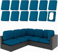 hyha 12Pcs Patio Cushion Covers, Stretch Outdoor Couch Cushion Covers, Washable Outdoor Chair/Sofa Slipcovers for Patio Furniture Cushions Protector with Elastic Bottom(Peacock Blue,Cover Only)