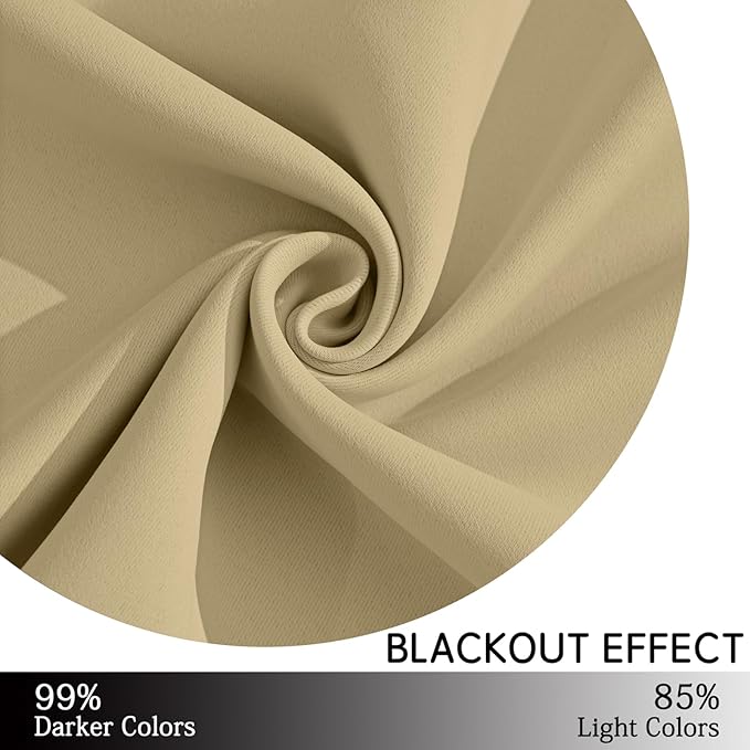 Yakamok Thermal Insulated Grommet Blackout Draperies/Drapes for Bedroom Window,Room Darkening Curtain Panels (2 Panels, W38 x L72 -Inch, Beige)