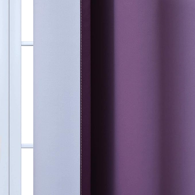 Yakamok Light Blocking Ombre Curtains, Greyish White and Purple Gradient Color Curtains, Room Darkening Grommet Window Drapes for Bedroom(Purple, 42x84 Inch, 2 Panels)
