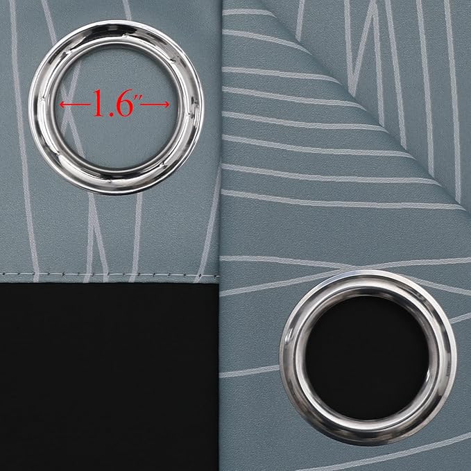 Estelar Textiler Stone Blue and Greyish White Blackout Curtains 96 Inches Long,Full Room Darkening Grommet Curtains for Bedroom,Thermal Insulated Ombre Blackout Drapes for Living Room,52Wx96L,2 Panels