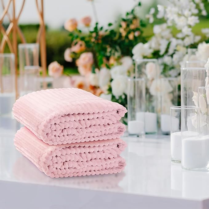 Buryeah 6 Pcs Flannel Throw Blanket Bulk 50 x 60 in Sleepover Blanket Outdoor Wedding Throw Lightweight, Oeko-tex Standard 100 Certified for Sofa Homeless Gifts (Light Pink)