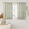 LAMIT 40 Inch Length Linen Curtains for Small Windows, Semi Sheer Light Filtering Panels Back Tab and Rod Pocket Neutral Drapes for Basement/Window/Loft Room, Sage Grey, 2 Panels, 34 x 40 Inch