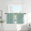 PONY DANCE Blackout Curtains Short - Bedroom Window Draperies Energy Efficient Thermal Insulated Back Tab/Rod Pocket Curtain Panels/Window Treatments for Kitchen, 42 W x 36 L, Mint Green, 2 Pieces
