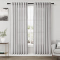 Nanspring Grey Linen Curtains 80 Inches Length for Living Room Back Tab Rod Pocket Semi Sheer Linen Drapes Muted Neutral Boho Grey Linen Textured Window Curtain for Dining Room Bedroom 52X80 Inch