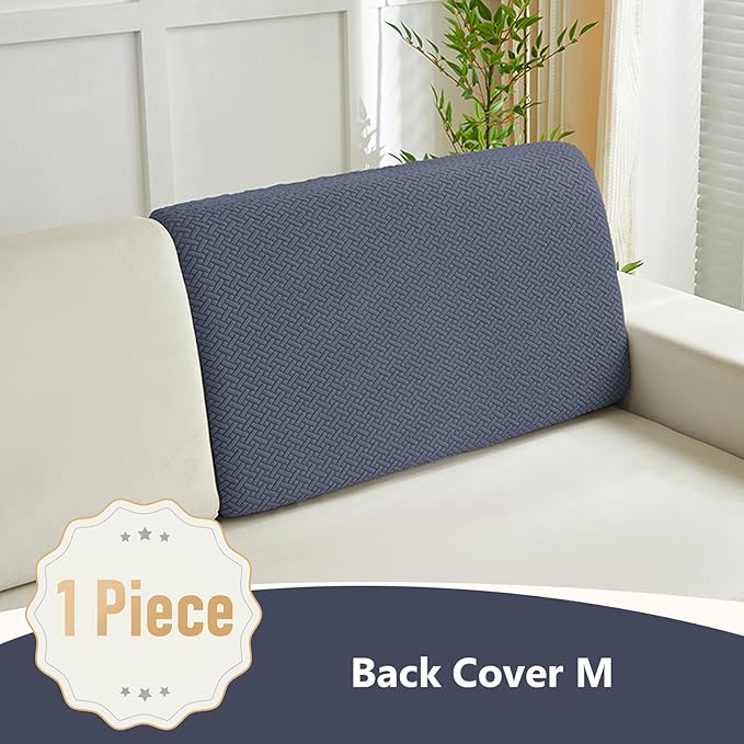 Couch Cushion Covers for Sofa Couch Covers Wear-Resistant Universal Sofa Cover Washable Stretch for Sectional Slipcovers (Texture-Gray Blue,Back Cover M)