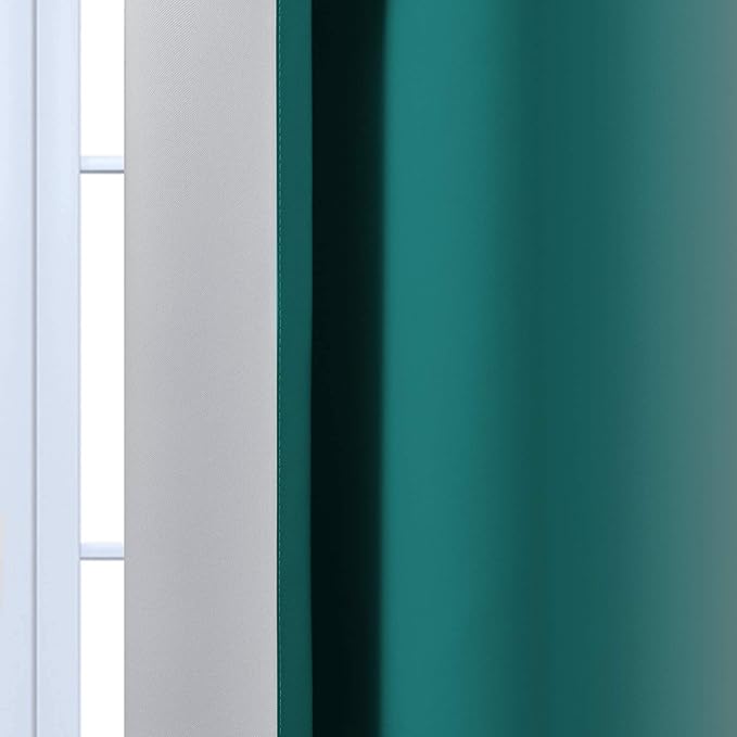 Yakamok 84 Inch Length Teal and Greyish White Light Blocking Gradient Color Ombre Curtains with Grommet, Room Darkening Window Treatment Drapes for Living Room(52x84 Inch, 2 Panels)