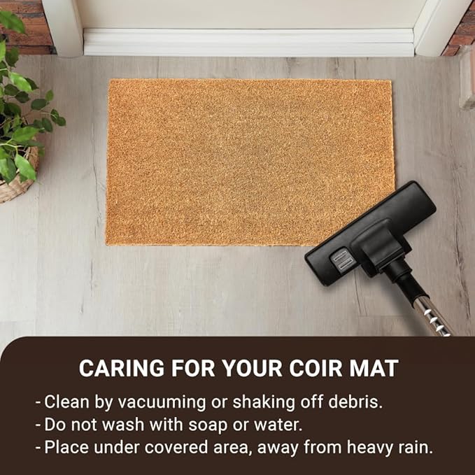 KANKUN Coco Coir Door Mat with Heavy Duty Backing, Welcome Doormat (17" x 30"), Doormat Entrance (Plain - 1Pack)