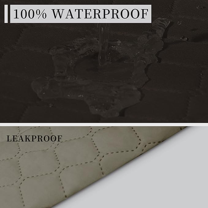 ISSUNTEX Double Protection 100% Waterproof Recliner Covers for Living Room, Reversible Furniture Protector Recliner Couch Sofa Slipcover for Dogs, Pets, Kids (Oversized Recliner, Chocolate/Beige)