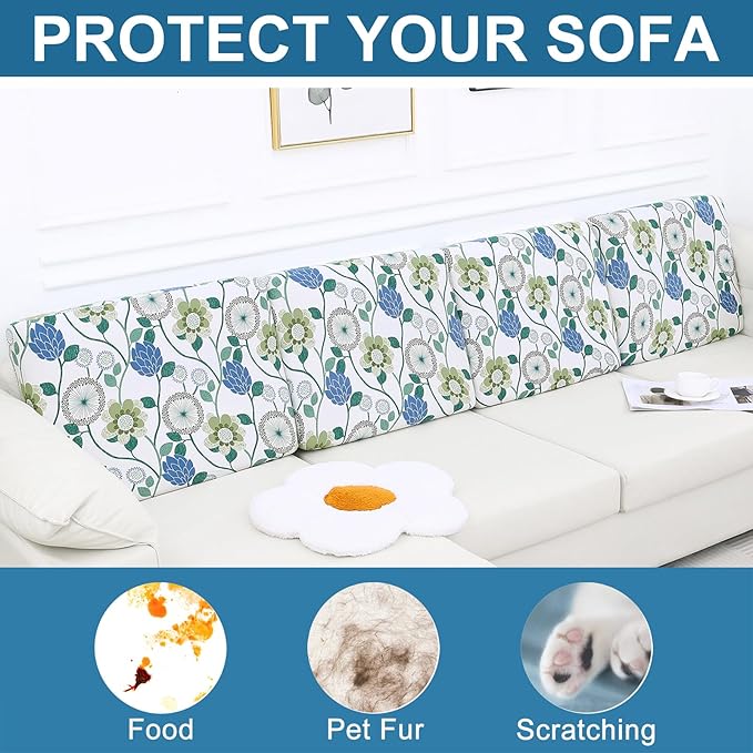 Smiry Printed Couch Cushion Covers, Stretch Soft Couch Covers for Sofa, Washable Non-Slip Sofa Slipcover Furniture Protector for Indoor and Outdoor (Backrest L, Light Green)