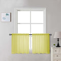 Chyhomenyc Sheer Lemon Tier Curtains 24 Inch Length Set, Small Window Kitchen Curtains for Bathroom Living Room Basement, Farmhouse Short Voile Curtain 42Wx24L, Rod Pocket, 2 PCS