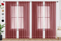 SpaceDresser Burgundy Sheer Curtains 4 Panels Rod Pocket Semi-Sheer Curtain 96 Inches Long Light Filtering Voile Window Drapes for Bedroom Living Room Kitchen, Each 52W x 96L