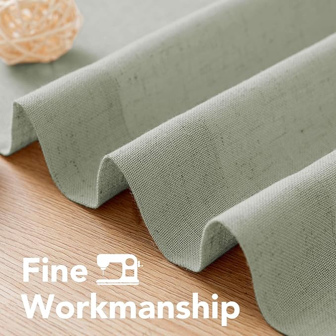 H.VERSAILTEX Elegant Natural Linen Blended Energy Efficient Light Filtering Linen Semi Sheer Textured Curtains/Nickel Grommet Window Treatments Panels/Drapes (Set of 2, Sage, 52 Inch x 45 Inch)