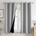 ChrisDowa 100% Blackout Curtains for Bedroom with Black Liner, 2 Thick Layers Total Blackout Thermal Insulated Grommet Window Curtains 63 Inch Length 2 Panels Set (Light Grey, 42 x 63 Inch)
