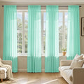 MIULEE Aqua Sheer Curtains 96 Inches Long, 4 Panels Set, Light Filtering Rod Pocket Voile Drapes for Living Room and Bedroom, Airy Soft Fabric Window Treatments, 42 x 96 Inches
