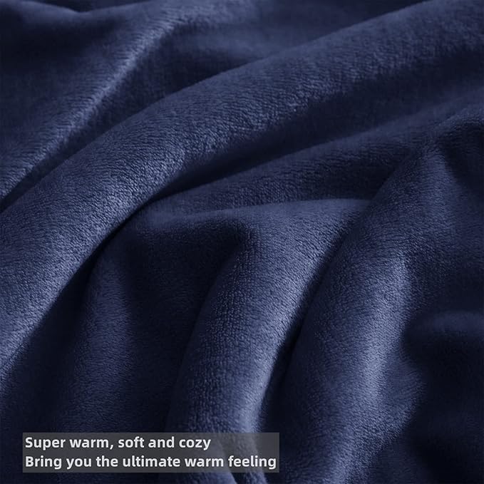 KMUSET Fleece Blanket Throw Size Navy Lightweight Super Soft Cozy Luxury Bed Blanket Microfiber Factory Shop