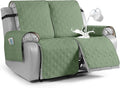 VANSOFY Waterproof Loveseat Recliner Cover, Sofa Covers 1-Piece Washable Reclining Sofa Cover Non-Slip Furniture Protector with Elastic Straps Pocket for Dogs, Pets(Bean Green,2 Seater)