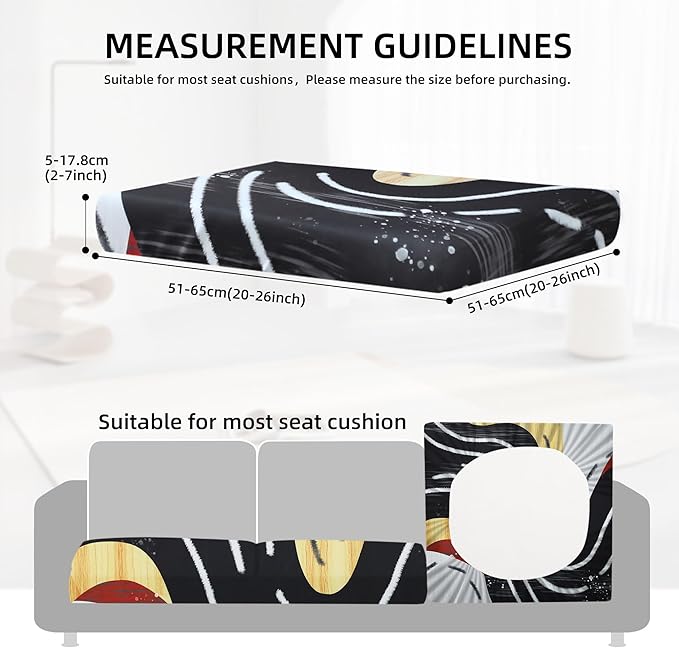 8Pcs Outdoor Cushion Covers, Patio Cushion Covers,Stretch Elastic Slipcovers, Replacement Washable & Reusable Furniture Protector for Patio Couch (Black River-Pattern,Cover Only)