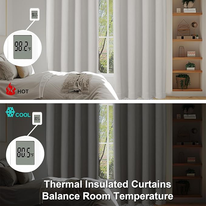 Simplebrand Ava Natural Short 36 Inches Blackout Curtain 2 Panels Set, Half Window Rod Pocket Privacy Curtain Tiers for Kitchen, Curtains Blackout for Bathroom Shades, W40 x L36 Inch, Natural