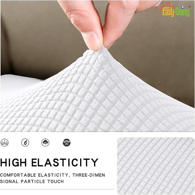 Easy-Going Stretch Cushion CoverSofa Cushion Furniture Protector Sofa Seat Sofa slipcover Sofa Cover Soft Flexibility with Elastic Bottom(Sofa Cushion,Snow White,Large)