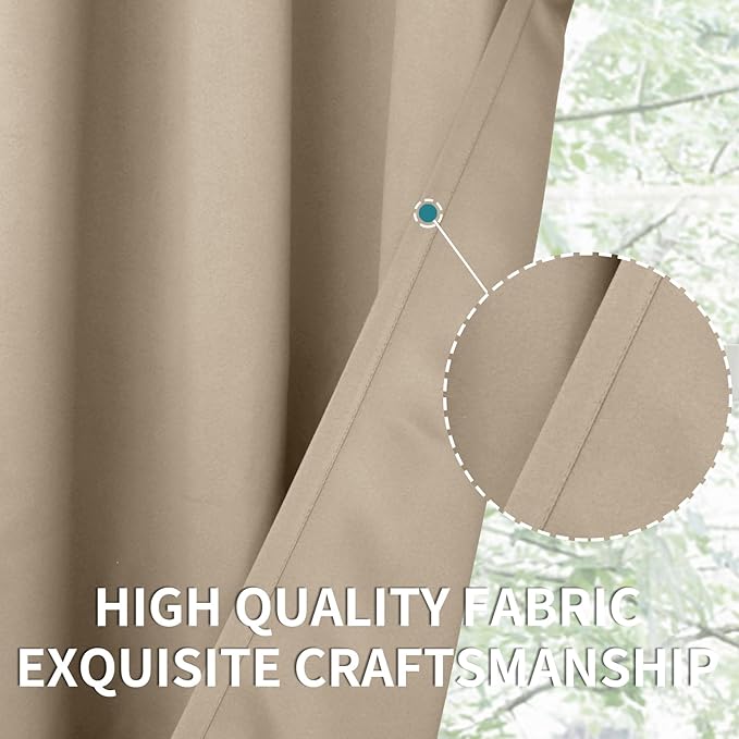 BGment Blackout Curtains - Grommet Thermal Insulated Room Darkening Bedroom and Living Room Curtains, Set of 2 Panels (52 x 84 Inch, Sand)