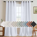 H.VERSAILTEX Living Room Linen Curtains Home Decorative Grommet Curtains Privacy Added Energy Saving Light Filtering Window Treatments Draperies for Bedroom, Bright White, 2 Panels, 52 x 96 - Inch