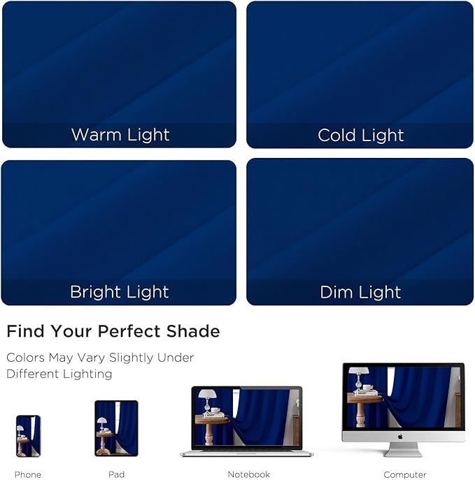 CUCRAF Royal Blue Blackout Curtains 108 inch Length 2 Panels Set, Rod Pocket Room Darkening Drapes for Bedroom Living Room, Insulated Thermal Light Blocking Window Curtain (W52 x L108 Inch)