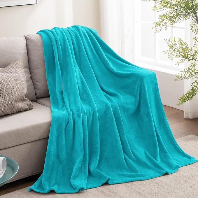 BEDELITE Fleece Blanket Teal Throw Blanket for Couch & Bed, Luxury Plush Cozy Fuzzy Blanket 50" x 70", Super Soft Warm Lightweight Fall Throw Blanket for Travel Camping