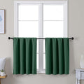 Simplebrand Ava Ever Green Short 24 Inches Blackout Curtain 2 Panels Set, Half Window Rod Pocket Privacy Curtain Tiers for Kitchen, Curtains Blackout for Bathroom Shades, W30 x L24 Inch, Ever Green