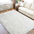 LOCHAS Soft Fluffy Faux Fur Rugs for Bedroom Bedside Rug 3x5 Feet, Washable, Furry Sheepskin Area Rug for Living Room Girls Room, Luxury Shag Carpet Home Decor, White